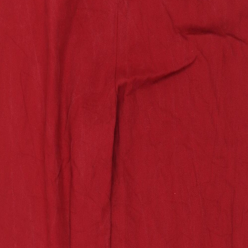 Zara Womens Red Lyocell Trousers Size XS L21 in Regular Zip