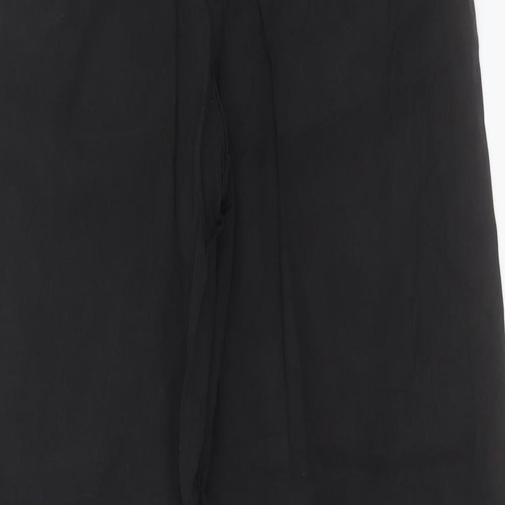 H&M Womens Black Lyocell Trousers Size 10 L31 in Regular Hook & Eye