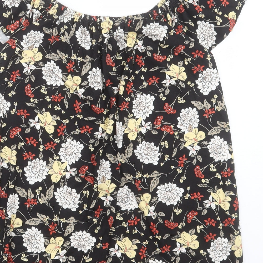 Very Womens Multicoloured Floral Viscose Basic T-Shirt Size 10 Off the Shoulder