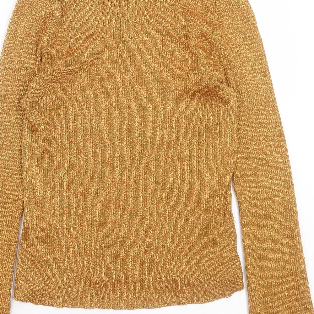Topshop Womens Yellow Round Neck Viscose Pullover Jumper Size 16