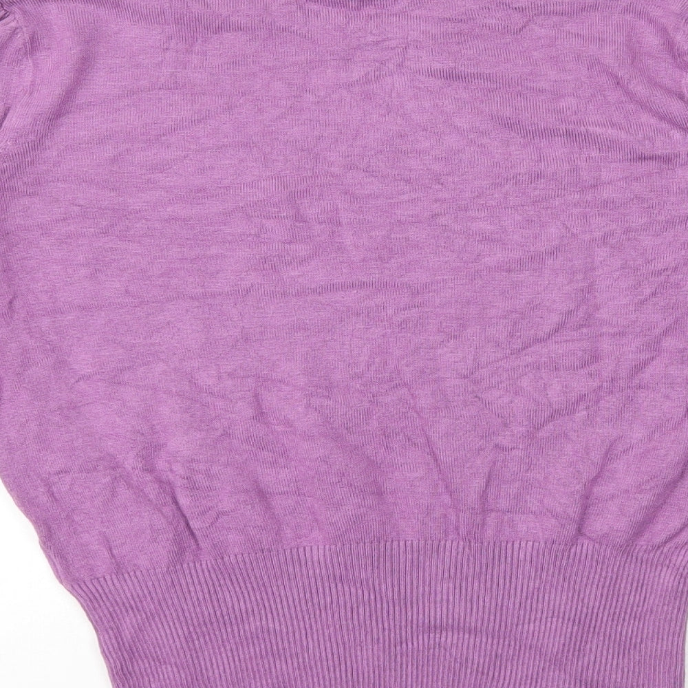 Marks & Spencer Womens Purple Round Neck Viscose Pullover Jumper Size 8