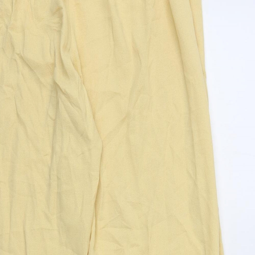 essence Womens Yellow Herringbone Polyester Capri Trousers Size 20 L28 in Regular