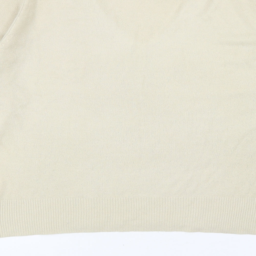 Debbie Morgan Womens Beige V-Neck Acrylic Pullover Jumper Size XL