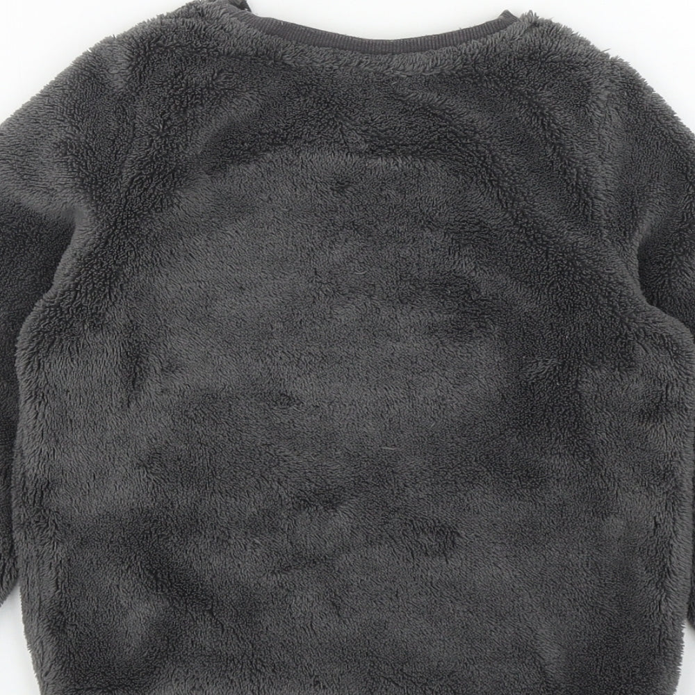 H&M Girls Grey Solid 100% Polyester Top Lounge Set Size 5-6 Years Pullover - Monster