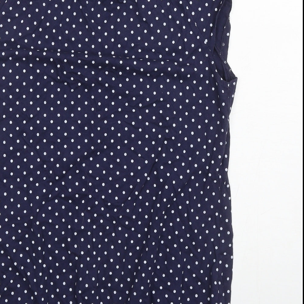 Papaya Womens Blue Polka Dot Cotton Basic Tank Size 14 Scoop Neck