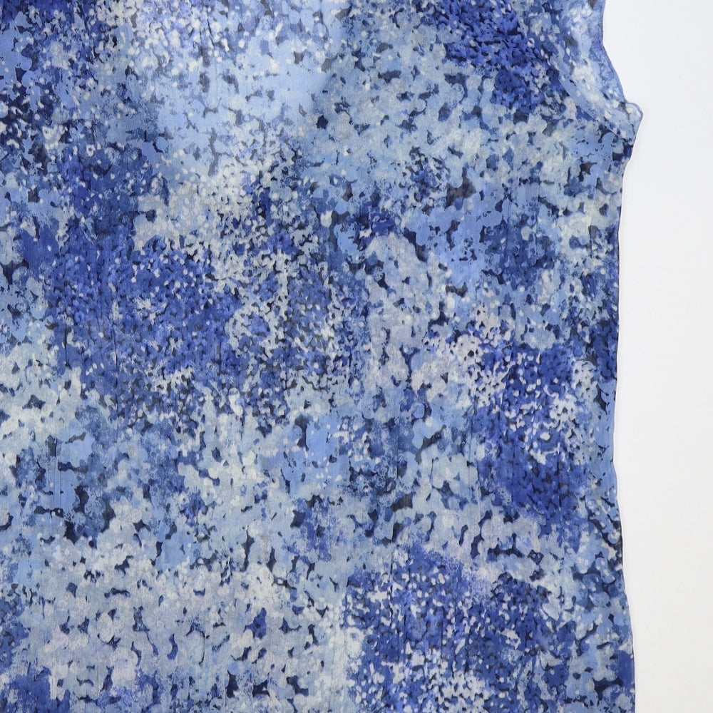 Together Womens Blue Geometric Polyester Basic Blouse Size 14 V-Neck
