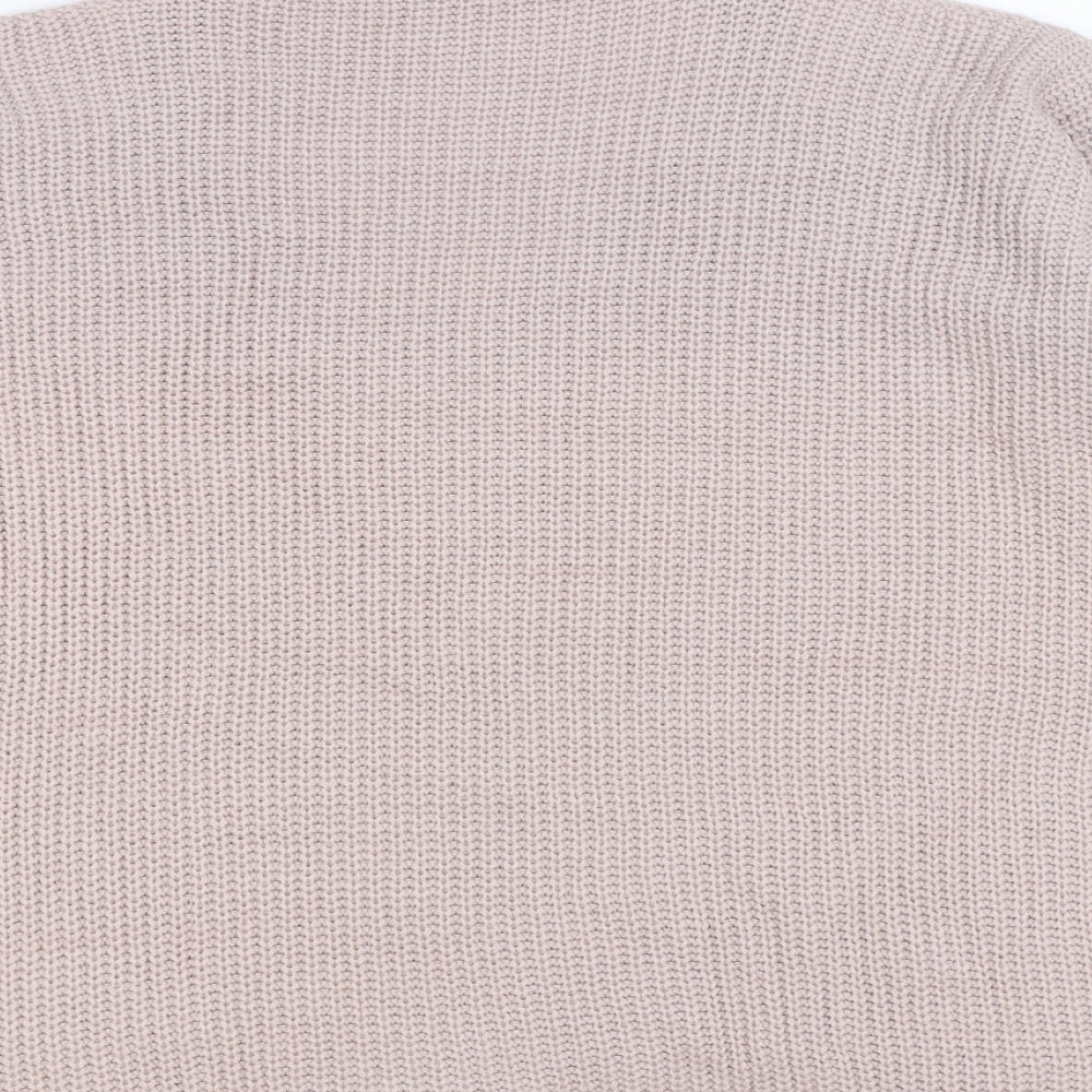 New Look Womens Pink V-Neck Acrylic Pullover Jumper Size S