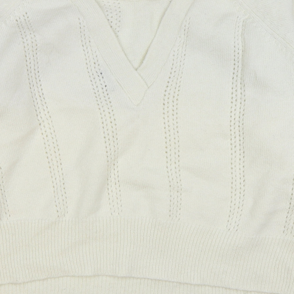 Preworn Womens Ivory Round Neck Polyester Pullover Jumper Size L