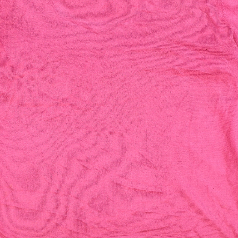 Bonmarché Womens Pink Round Neck Acrylic Pullover Jumper Size S