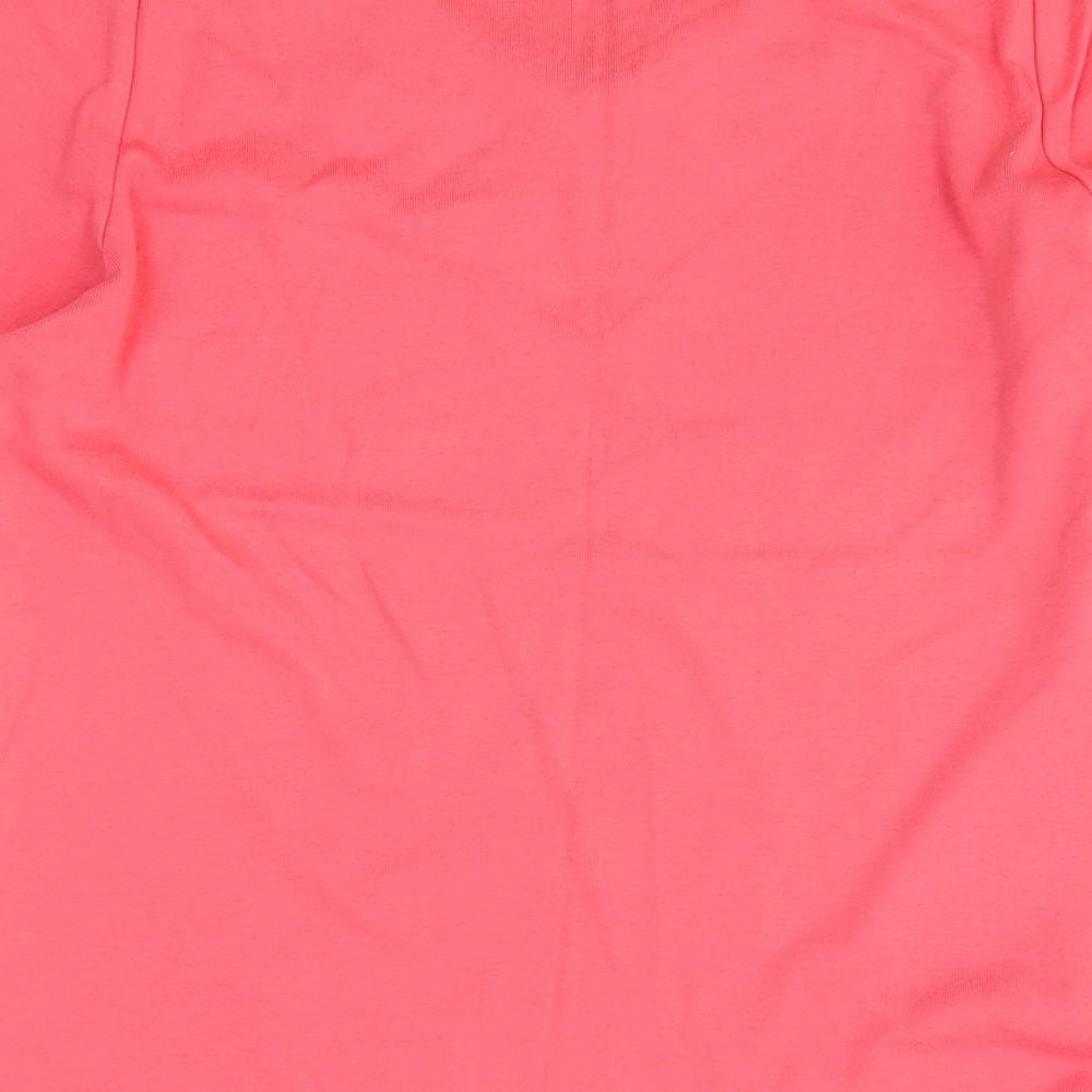 Marks & Spencer Womens Pink Cotton Basic T-Shirt Size 10 Boat Neck