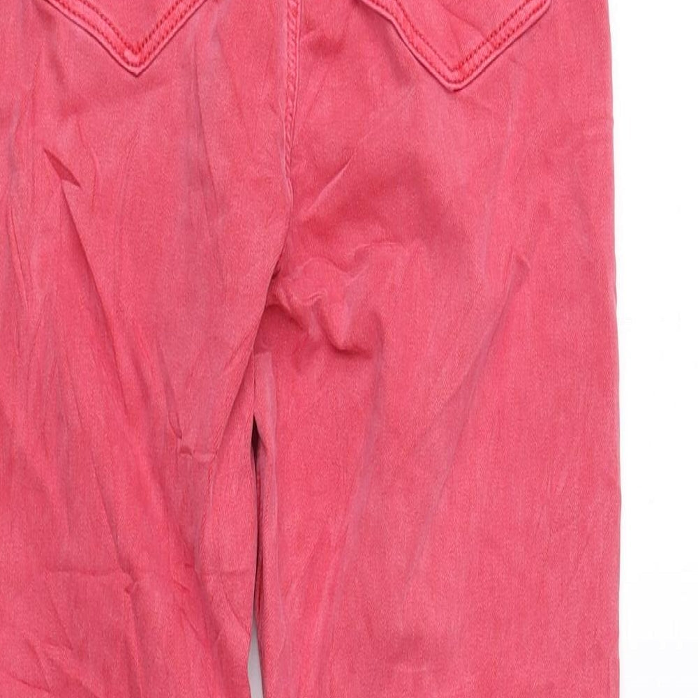 Marks & Spencer Womens Red Cotton Cropped Jeans Size 8 L21 in Regular Zip
