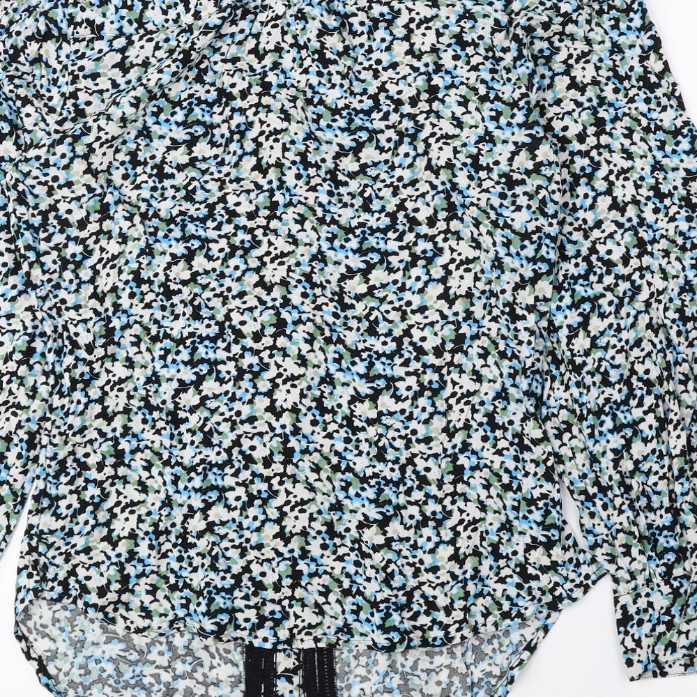 Marks & Spencer Womens Multicoloured Floral Polyester Basic Button-Up Size 6 Round Neck