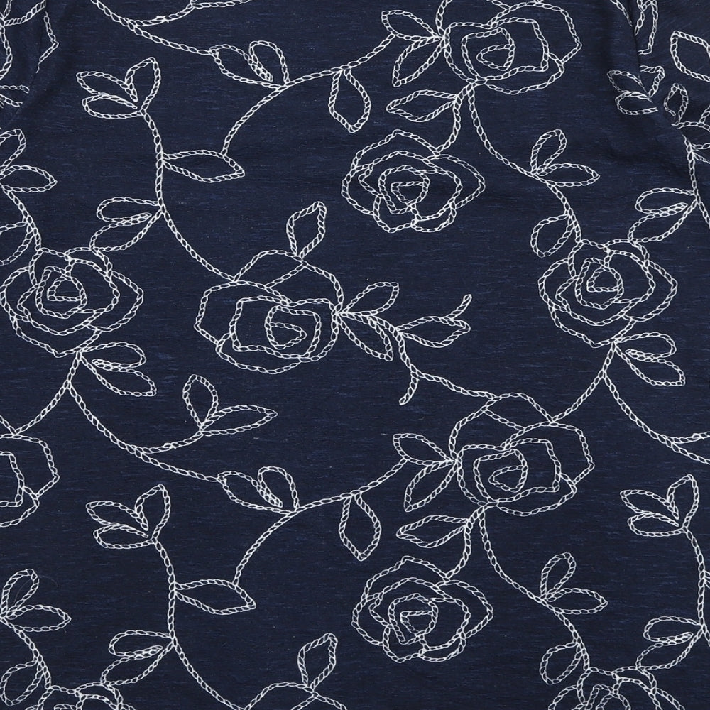 Love Tees Womens Blue Floral Polyester Pullover Sweatshirt Size 16 Pullover