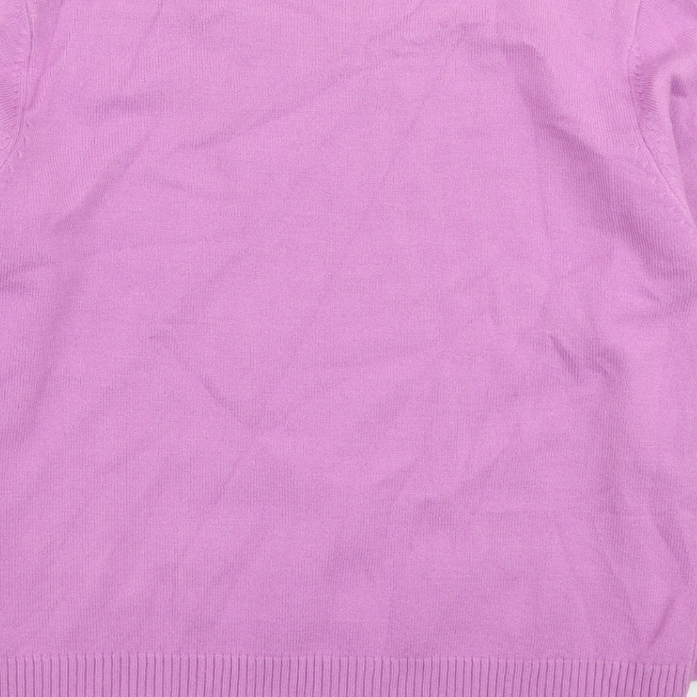 Ann Marie Womens Purple Scoop Neck Acrylic Pullover Jumper Size L
