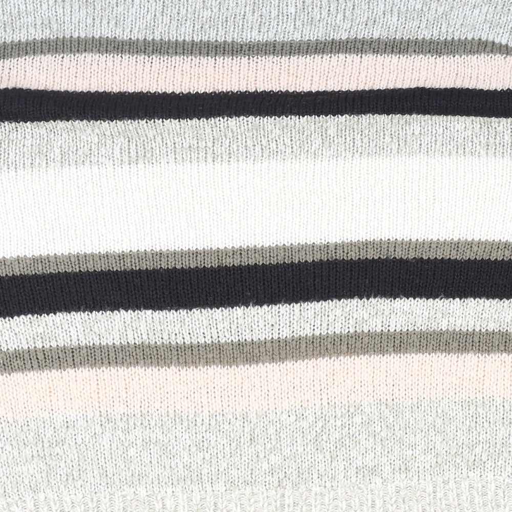 New Look Womens Multicoloured Round Neck Striped Acrylic Pullover Jumper Size L