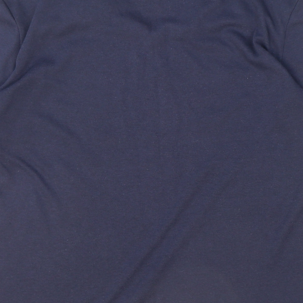 Paramour Womens Blue Floral Polyester Basic T-Shirt Size S V-Neck