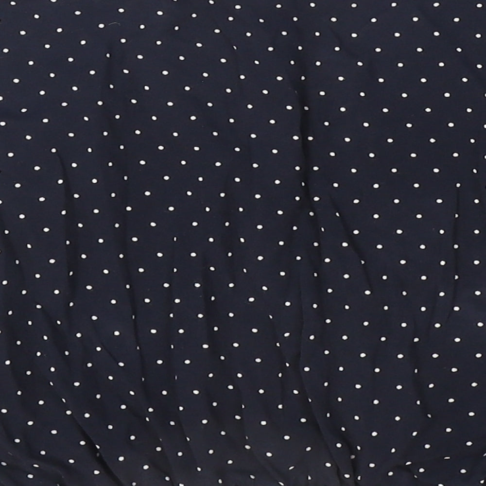 Zara Womens Blue Polka Dot Viscose Cropped Blouse Size 4 V-Neck