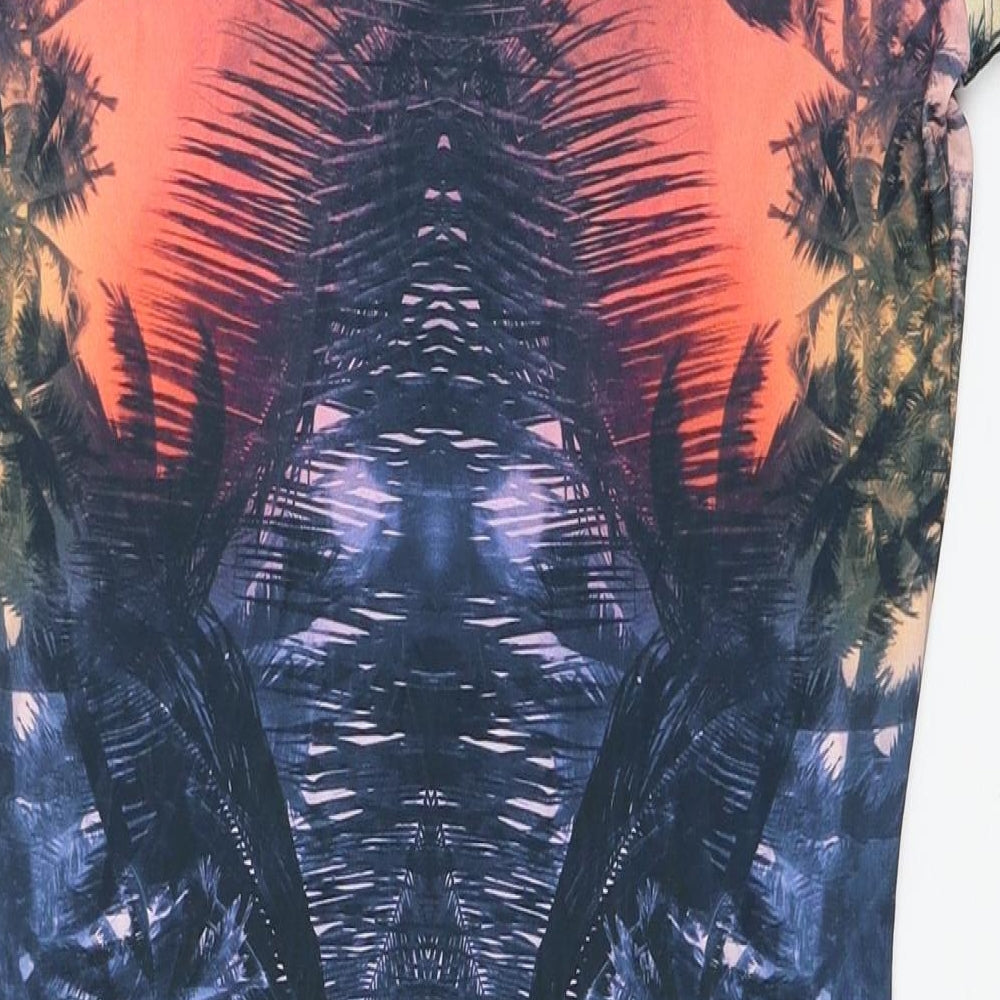 River Island Womens Multicoloured Floral Polyester Bodycon Size 10 Scoop Neck Pullover