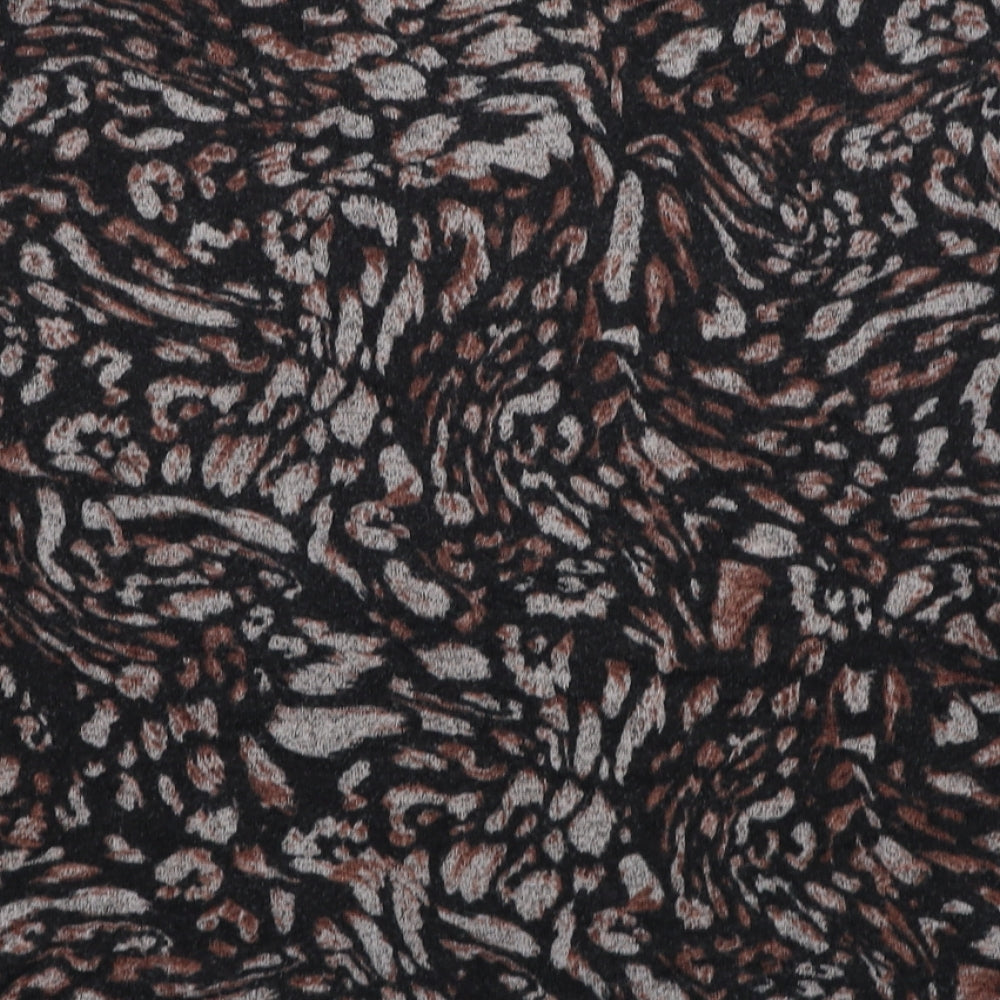 Dorothy Perkins Womens Black Animal Print Viscose Basic Blouse Size 12 Boat Neck