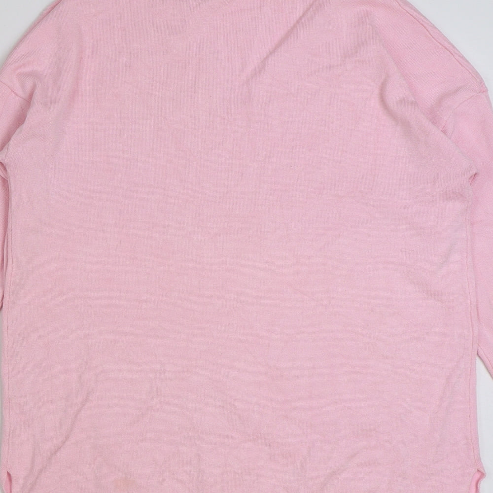 Grecelle Womens Pink V-Neck Acrylic Pullover Jumper Size S