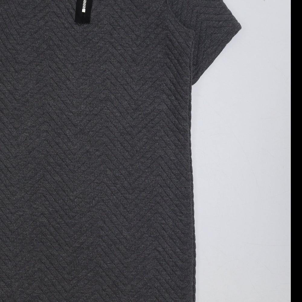 Blonde + Blonde Womens Grey Polyester A-Line Size 6 Round Neck Zip