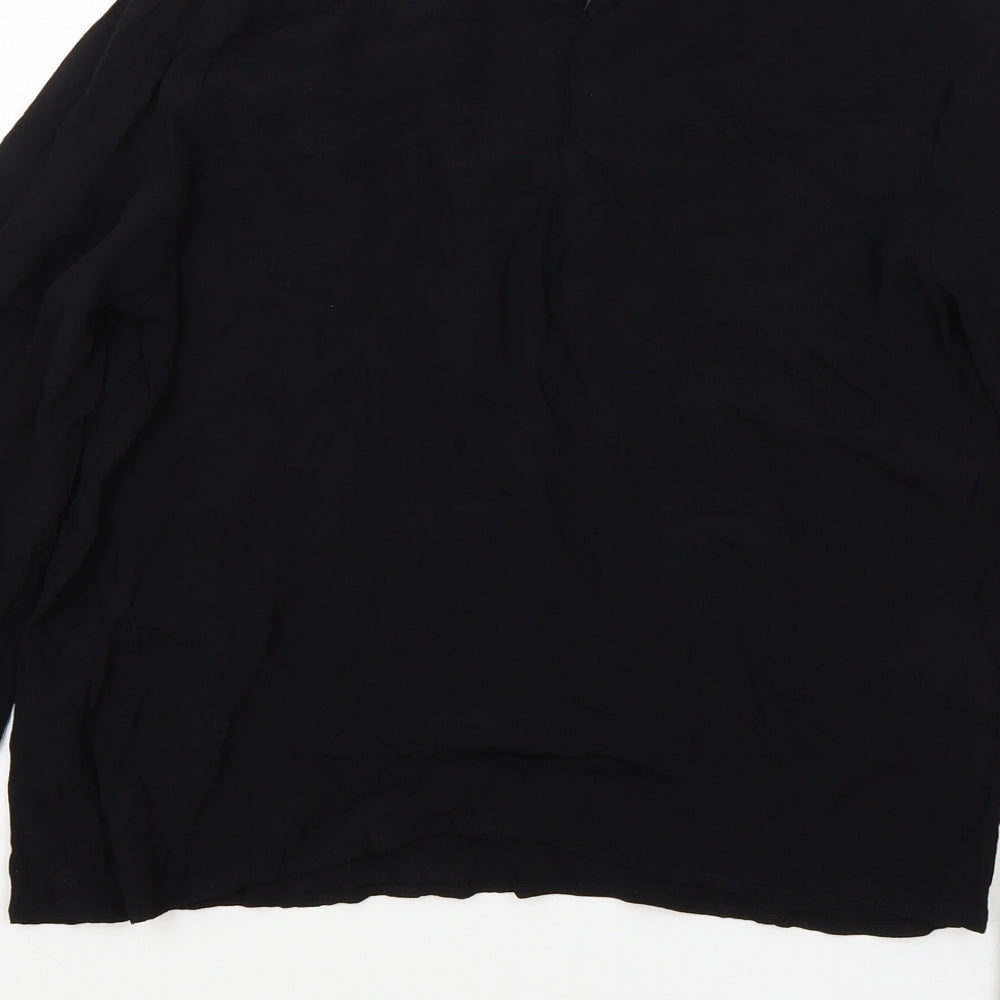 Divided Womens Black Viscose Basic Blouse Size 8 High Neck