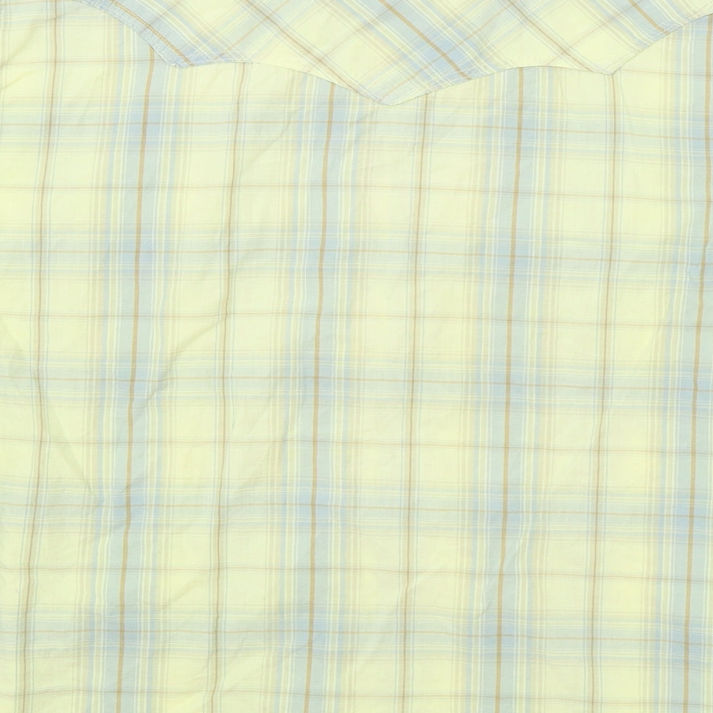 Peter Werth Womens Yellow Plaid 100% Cotton Basic Button-Up Size S Collared