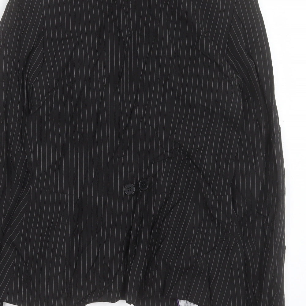 Oasis Womens Black Striped Jacket Blazer Size 10 Button