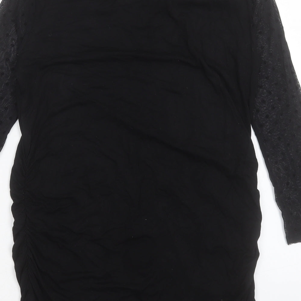 Red Herring Womens Black Viscose Basic T-Shirt Size 10 Boat Neck