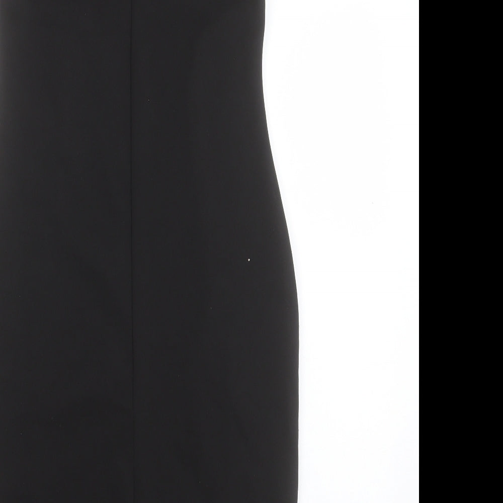 Papaya Womens Black Animal Print Polyester Bodycon Size 10 Crew Neck Zip