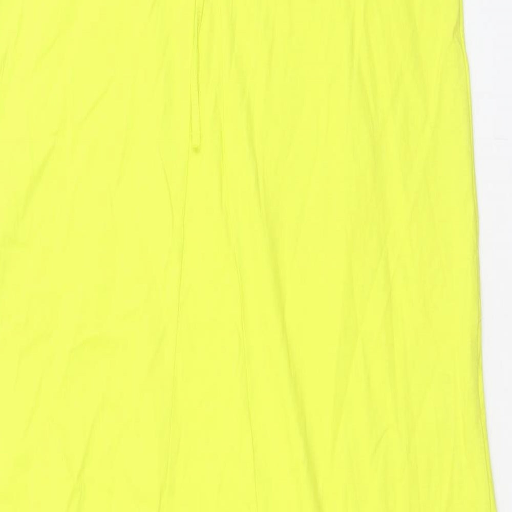 Zara Womens Green Cotton A-Line Size M V-Neck Tie