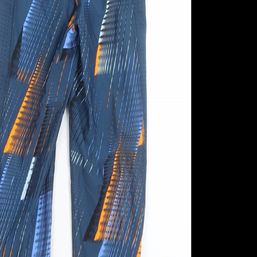 Marks & Spencer Womens Blue Geometric Polyester Cropped Leggings Size 6 L20 in Regular Pullover