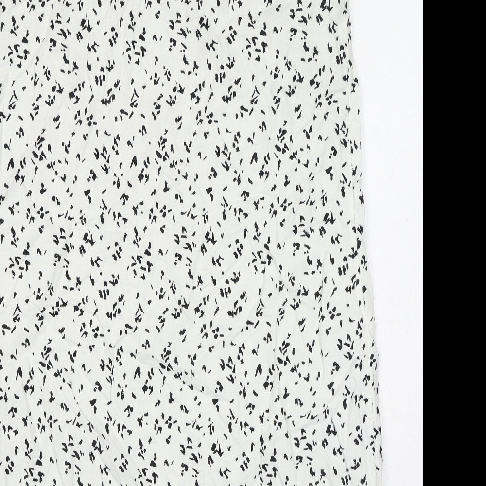 Marks & Spencer Womens White Geometric Flax Shift Size 12 V-Neck Pullover