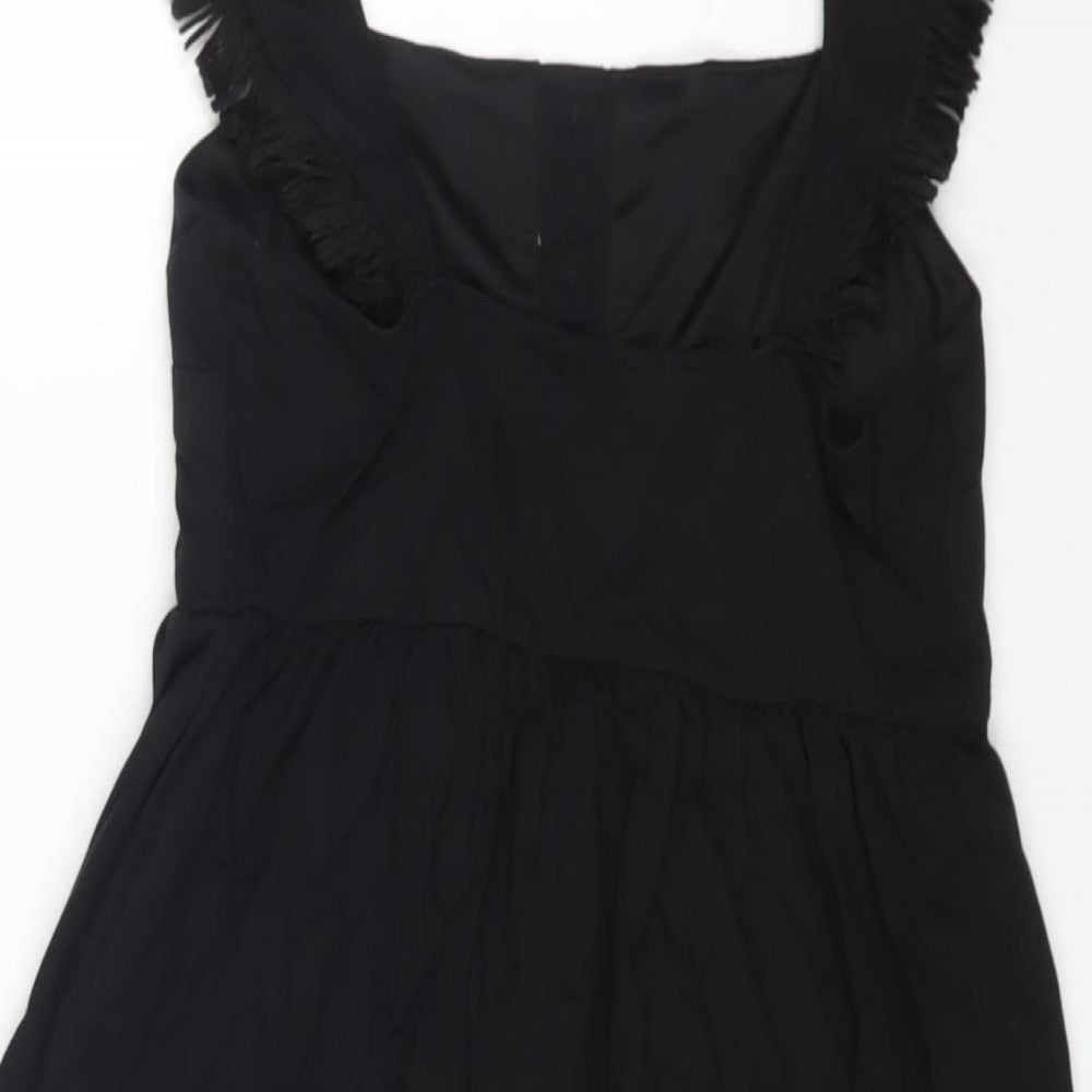 ASOS Womens Black Polyester Fit & Flare Size 8 Square Neck Pullover