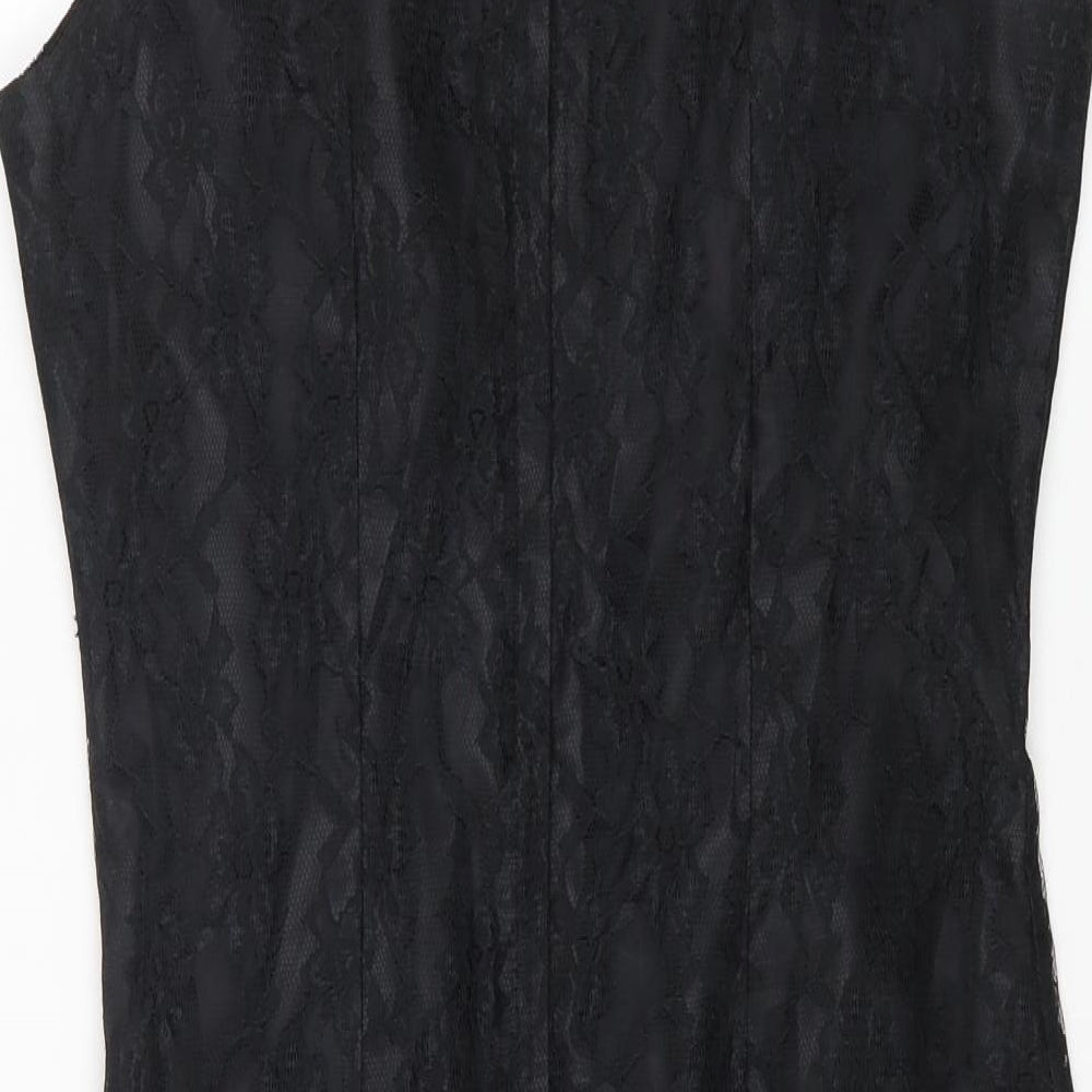 Classics Womens Black Nylon Bodycon Size 12 Square Neck Zip