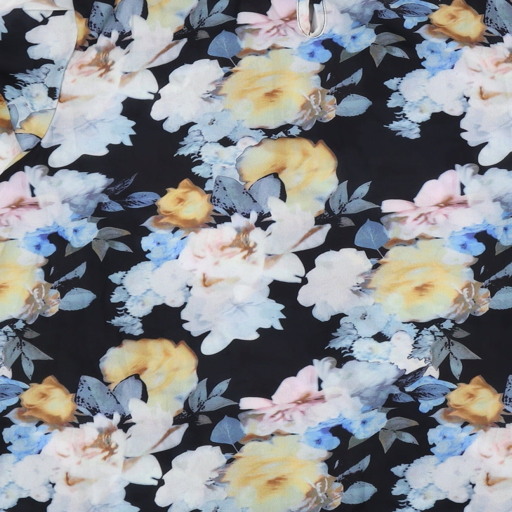 Preworn Womens Multicoloured Floral Polyester Basic Blouse Size XL Mock Neck