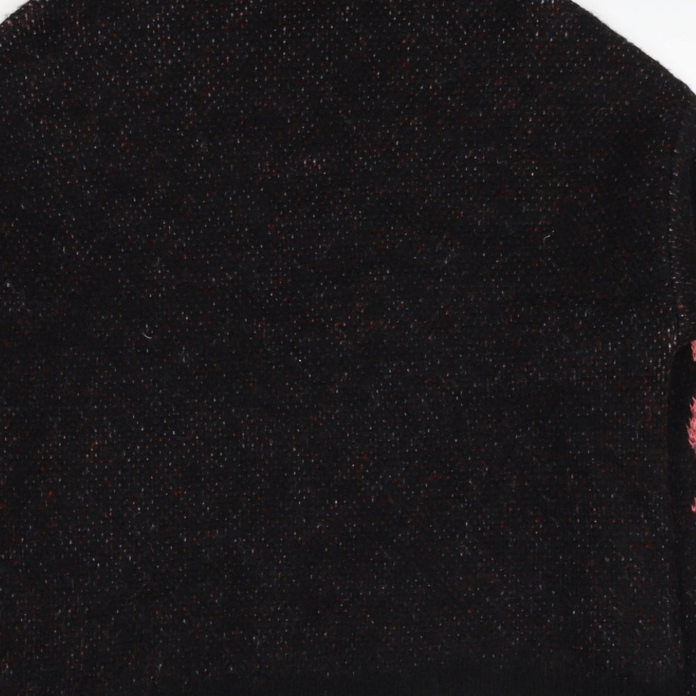 Marks & Spencer Womens Black Roll Neck Floral Acrylic Pullover Jumper Size S - Roses