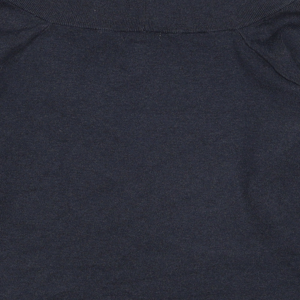 H&M Womens Blue Polyester Basic Blouse Size L Boat Neck