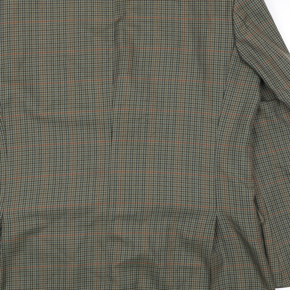 Skopes Mens Green Houndstooth Polyester Jacket Blazer Size XL