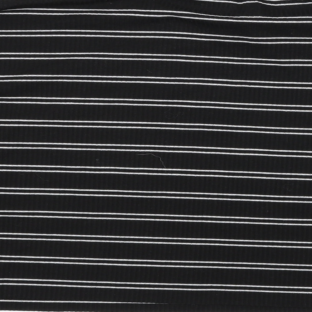 ROMWE Womens Black Striped Polyester Pullover Sweatshirt Size S Pullover