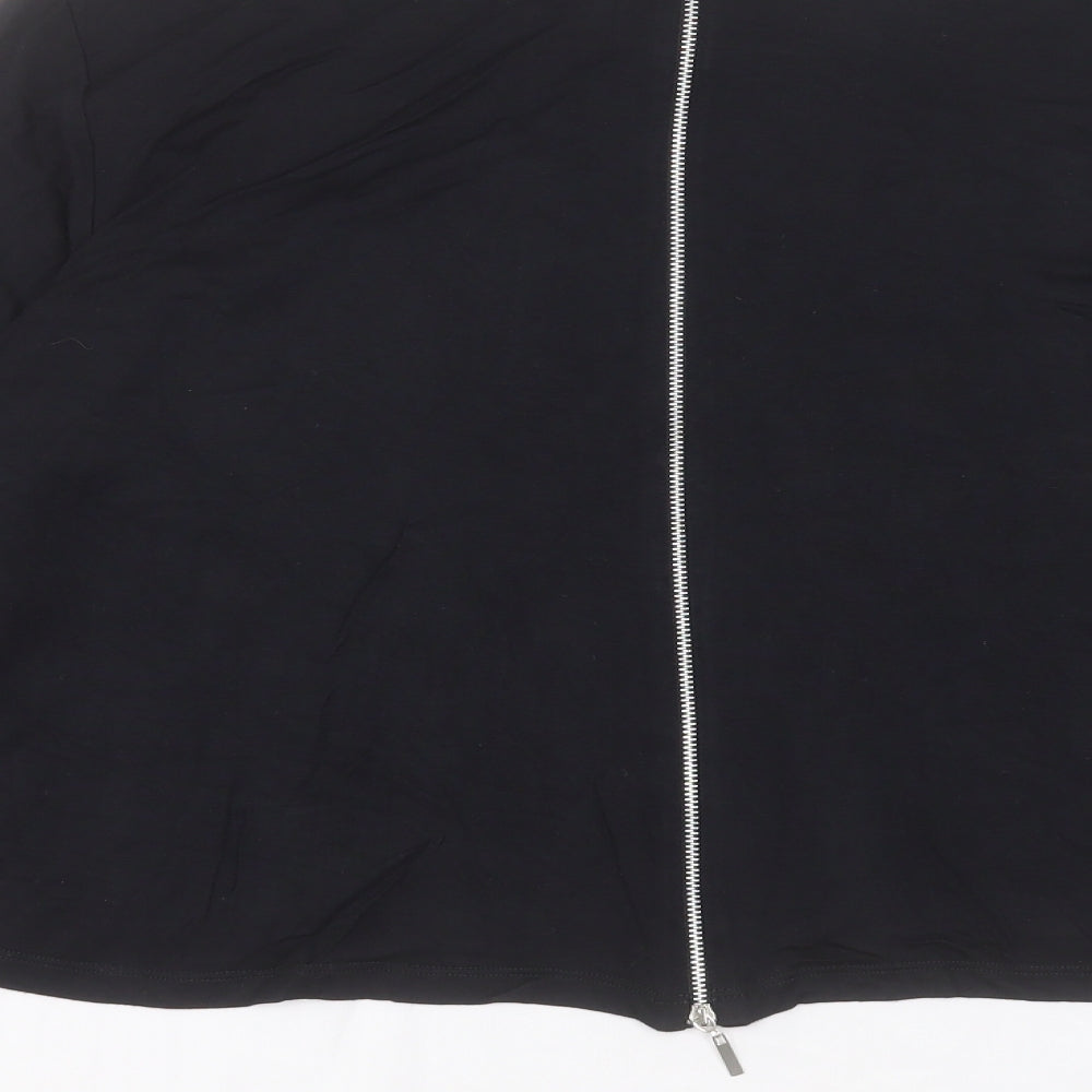 Wallis Womens Black Viscose Basic T-Shirt Size 16 Boat Neck