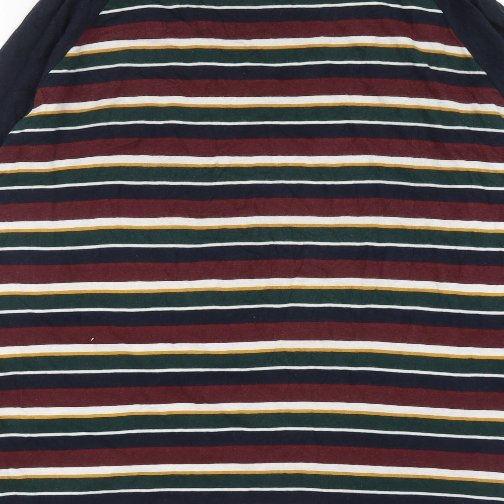 Marks and Spencer Womens Multicoloured Striped Cotton Ringer T-Shirt Size S Round Neck