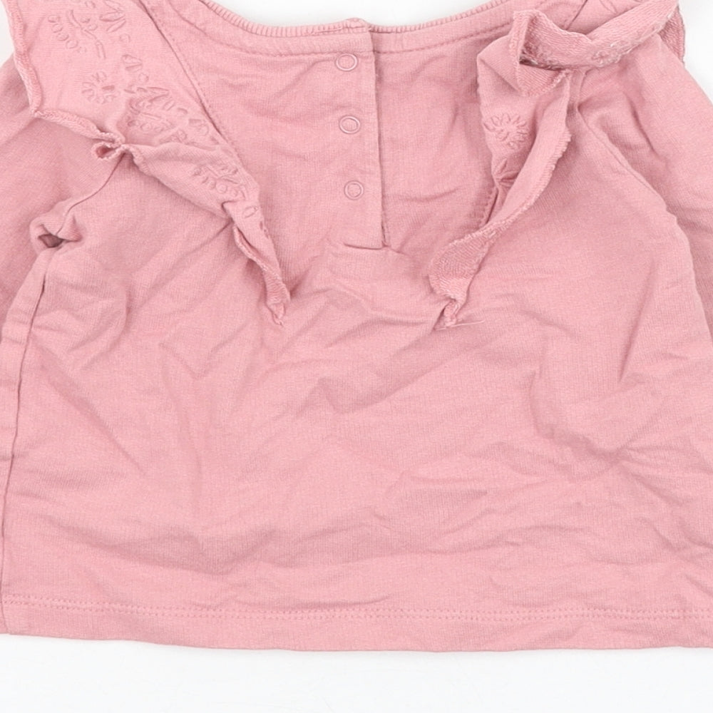 NEXT Girls Pink Cotton Pullover Jumper Size 3-6 Months Button
