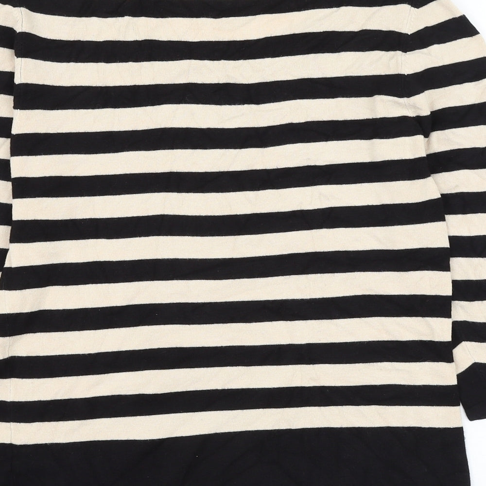 Editions Womens Beige Scoop Neck Striped Polyester Pullover Jumper Size 14