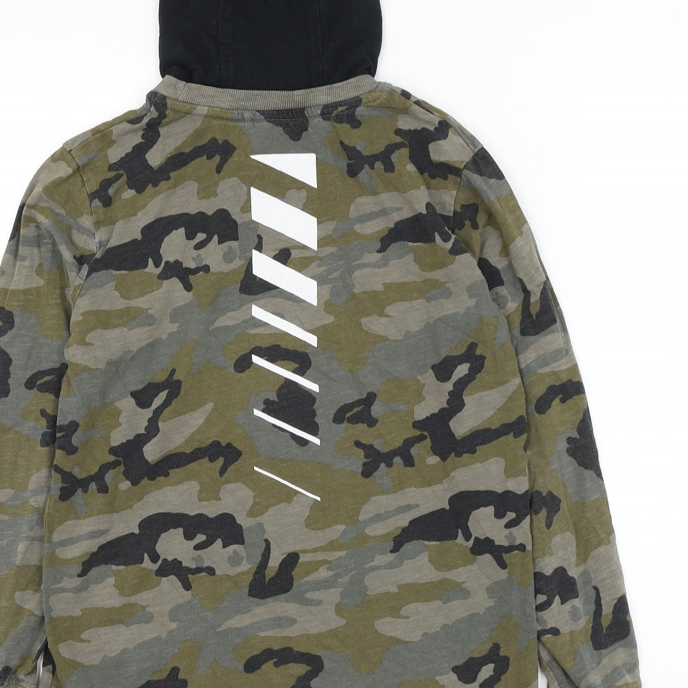 NEXT Boys Green Camouflage Cotton Pullover Hoodie Size 10 Years Pullover
