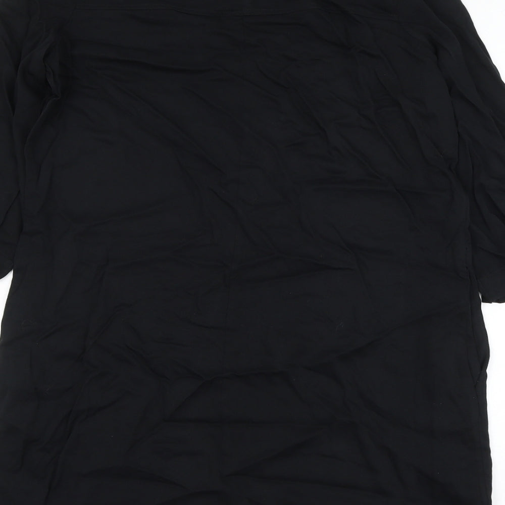 Marks and Spencer Womens Black Viscose Shift Size 10 Round Neck Button