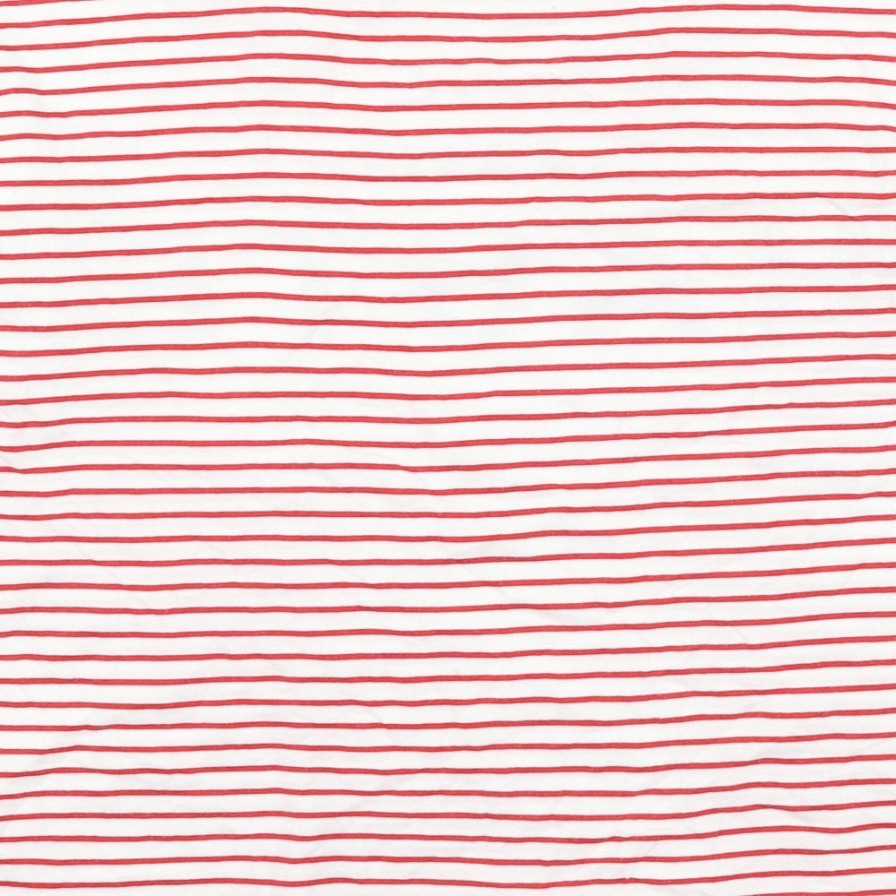 New Look Womens Red Striped Cotton Basic Blouse Size 8 Round Neck - Paris Haute