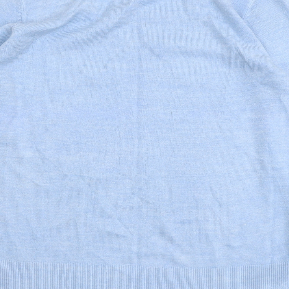 Maine Womens Blue Square Neck Acrylic Pullover Jumper Size 14