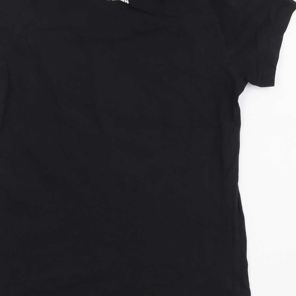 adidas Boys Black Cotton Basic T-Shirt Size 8-9 Years Round Neck Pullover