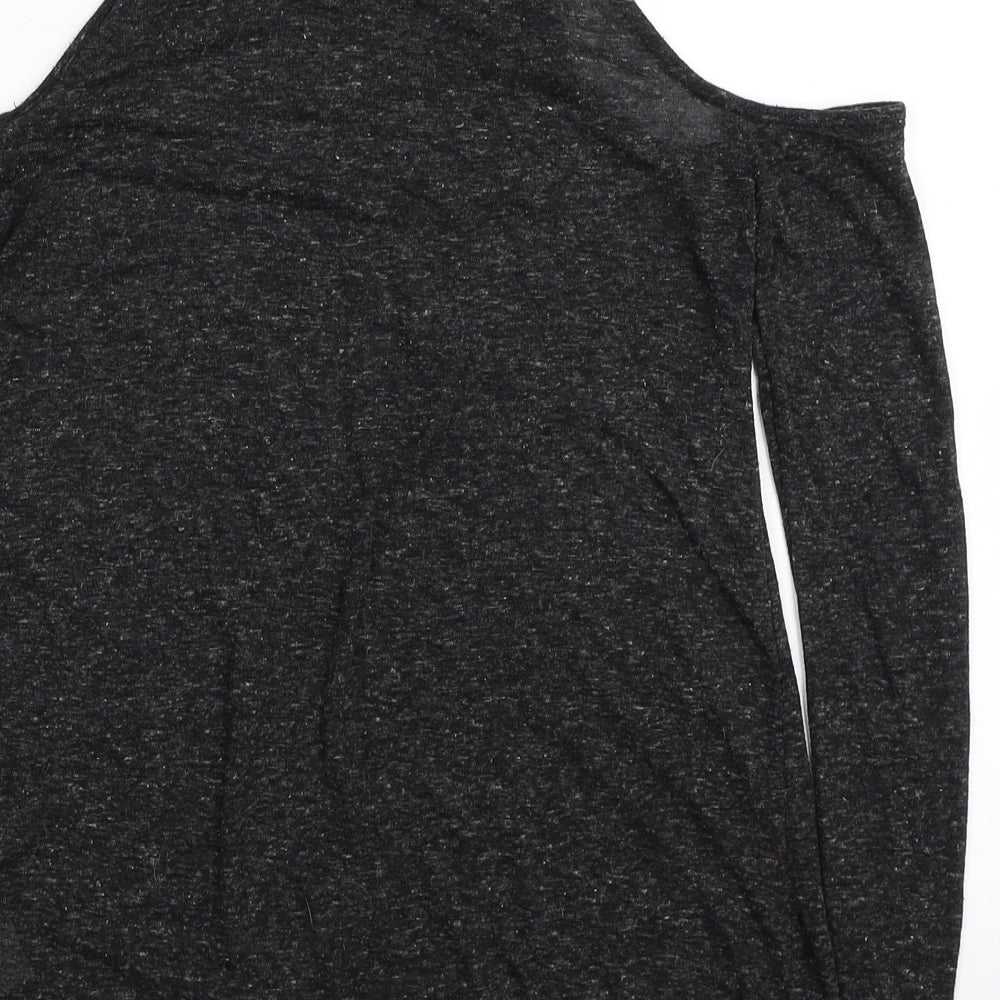 Noisy may Womens Black Polyester Basic T-Shirt Size XS Halter - Cold Shoulder